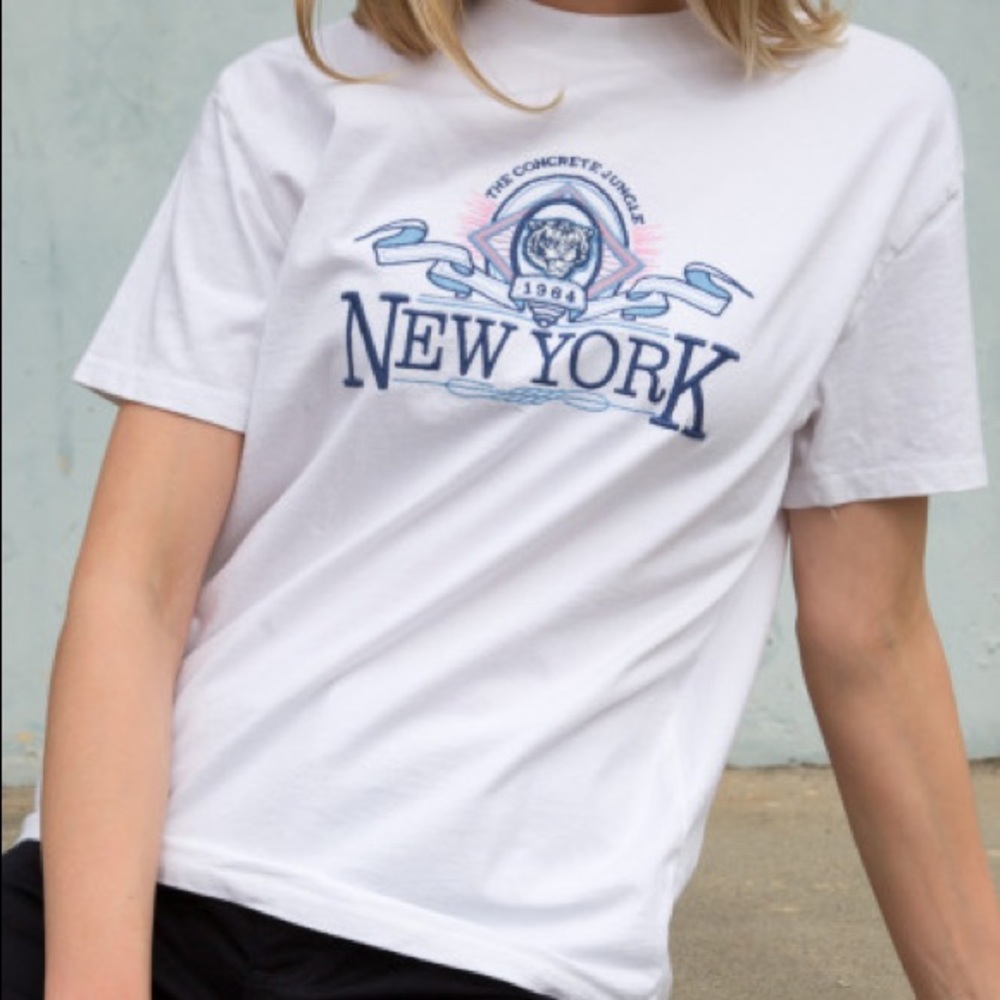 Brandy Melville White New York Helen Top